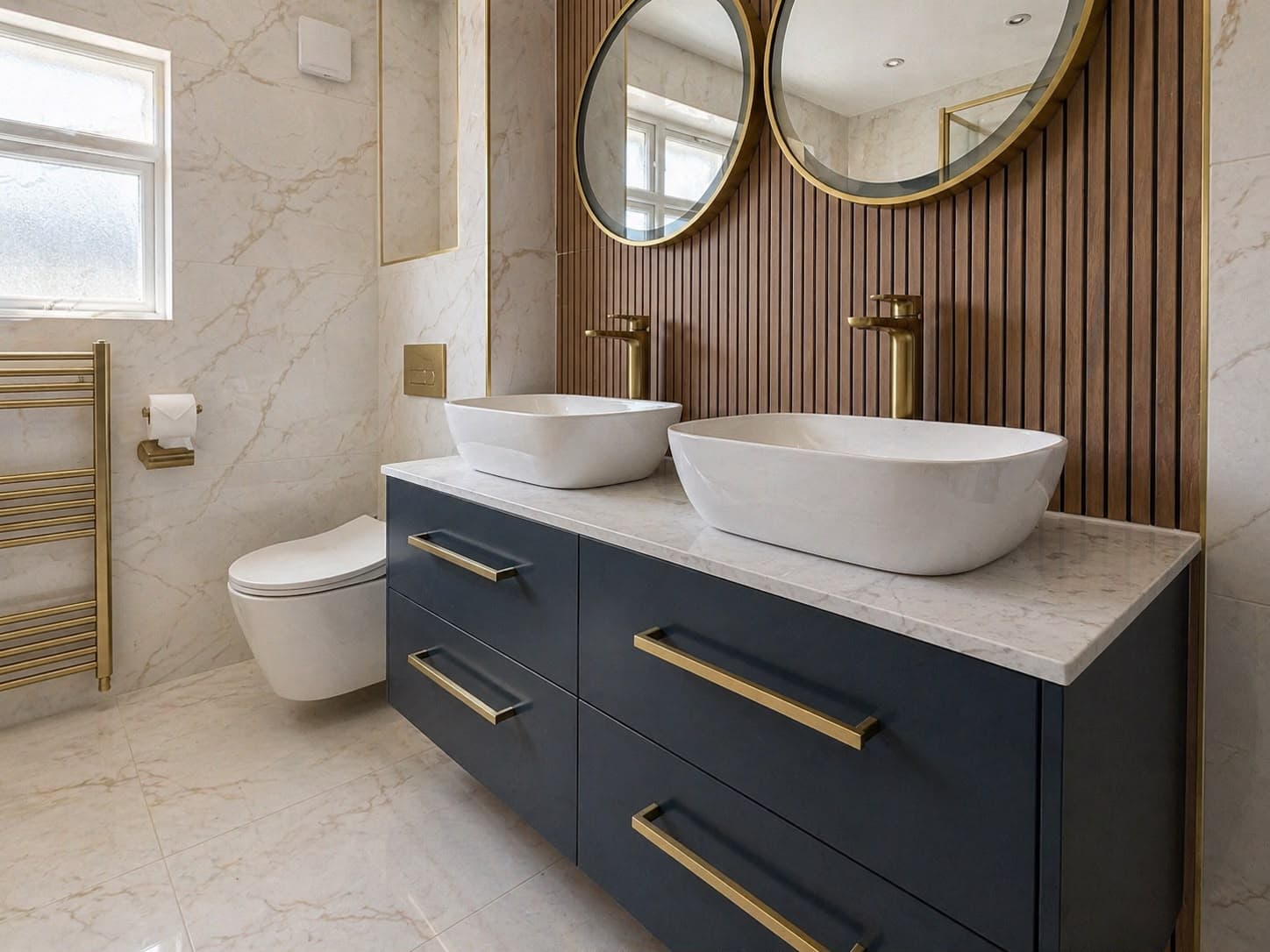 Double vanity bathroom completed by 1st Boiler Care