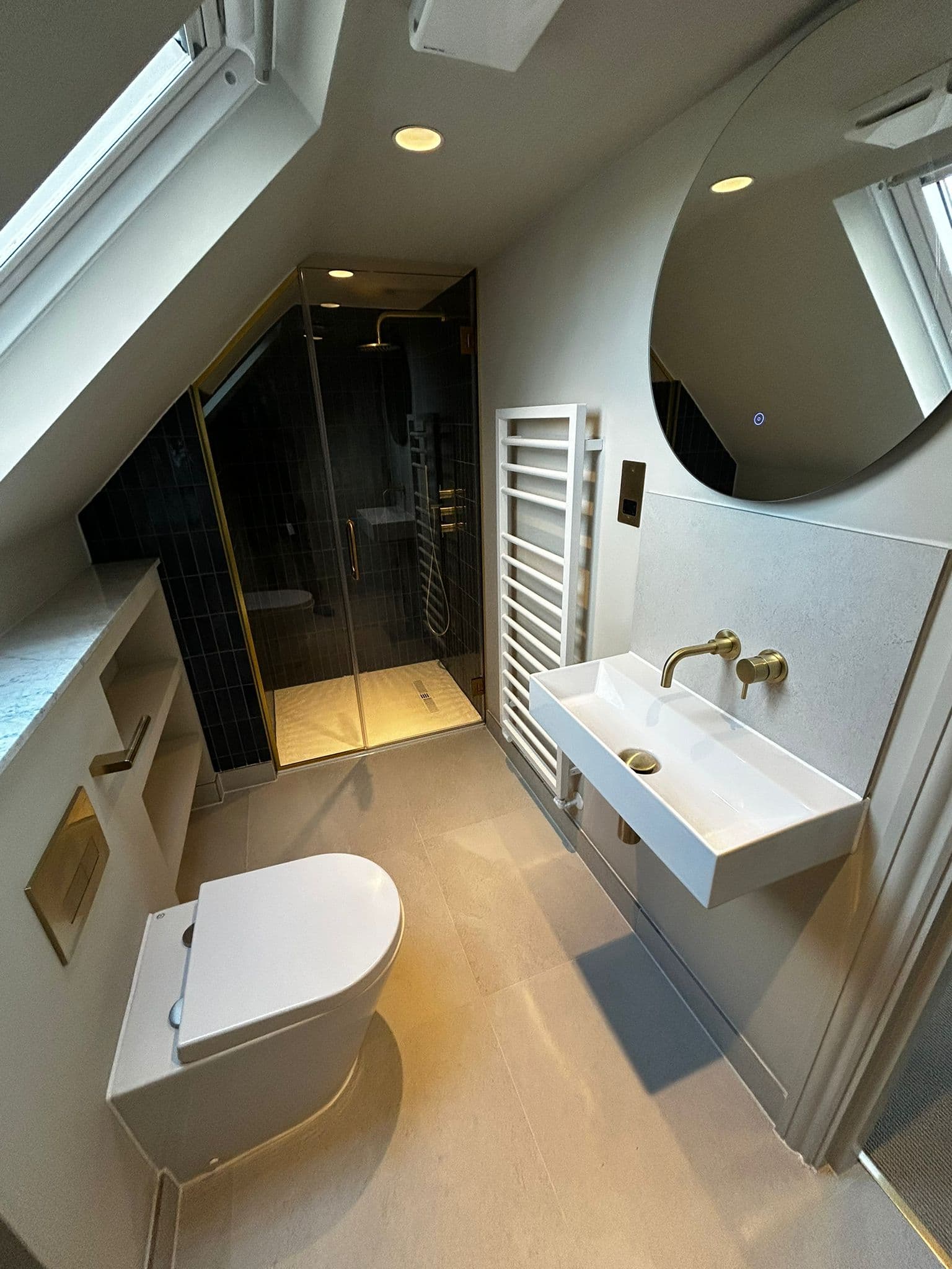 Luxury loft bathroom with modern fixtures
